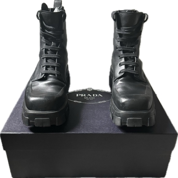 Prada Monolith Leather and Nylon Combat Boots main image 11
